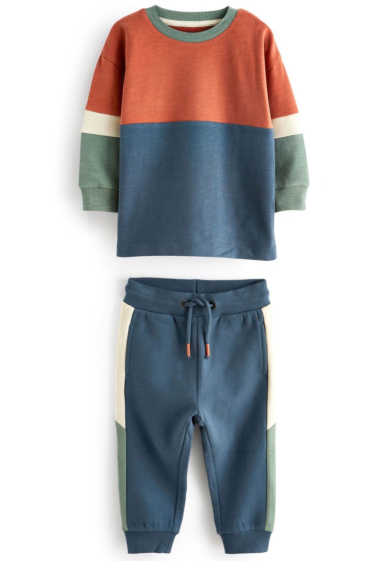 Next LONG SLEEVE COSY COLOURBLOCK AND JOGGERS SET  - Træningssæt - rust navy