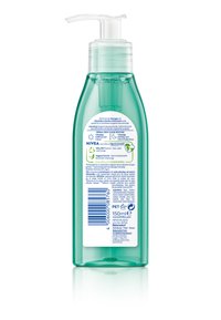 Klare, grüne Plastikflasche mit Pumpverschluss; enthält Produktinformationen und Zutaten auf der Rückseite; 150 ml Fassungsvermögen.