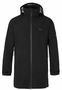 Čierna nepremokavá bunda s kapucňou, plným predným zipsom a nastaviteľnými manžetami. Obsahuje bočné vrecká a logo na hornej ľavej strane.