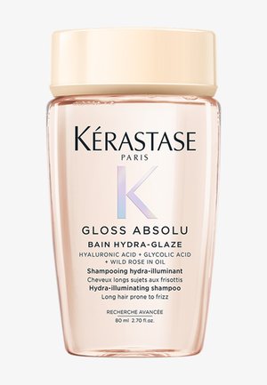 Kérastase Gloss Absolu Bain Hydra-Glaze hydra-illuminating shampoo med hyaluronsyre, glykolsyre og vildrosolie til langt hår, der er tilbøjeligt til krus, 80 ml.