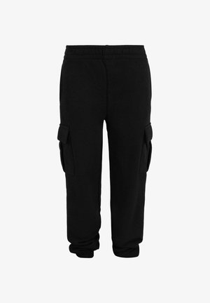 Schwarze Jogginghose aus einer Baumwollmischung, mit elastischem Bund, gerippten Bündchen und zwei seitlichen Cargo-Taschen.