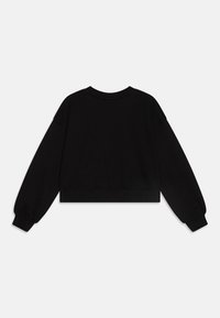 Svart cropped sweatshirt med lange, løse ermer, rund halslinje og ribbede mansjetter og kant. Glatt tekstur og minimalistisk design.
