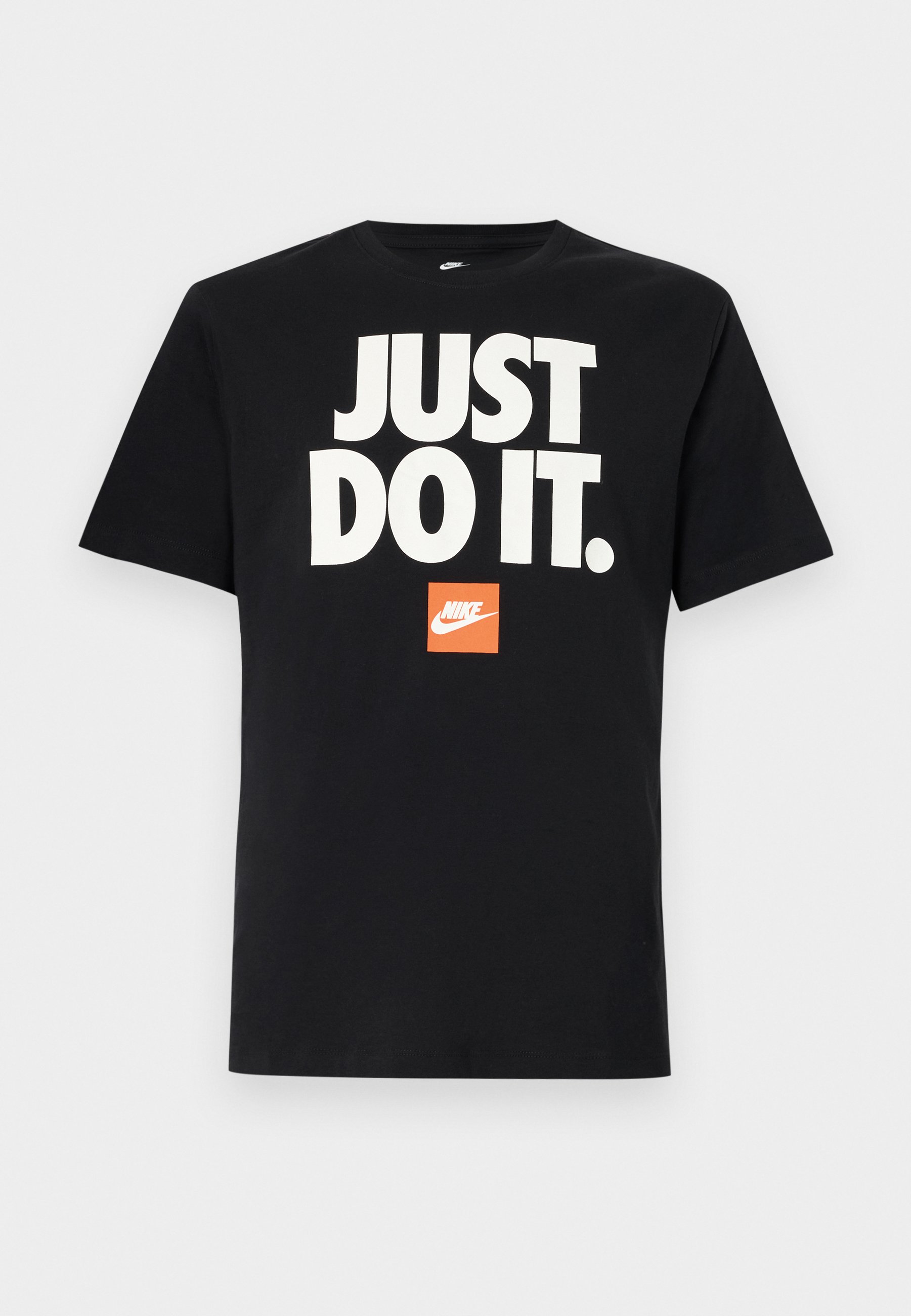 black and orange just do it shirt