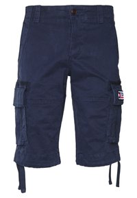 Námornické cargo šortky vyrobené z bavlny, s bočními kapsami, knoflíkovým zapínáním a nastavitelnými šňůrkami na lemu.