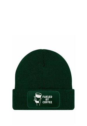MIT PATCH SPRUCH FUELED BY COFFEE - Beanie - dunkelgrün