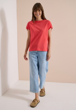 Cecil, T-SHIRT WITH RUCHING IN A SOLID COLOR - T-shirt imprimé - coral