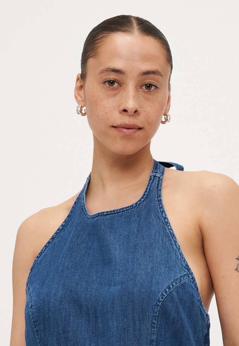 sachin and babi light blue dress Halter Neck Tie Back Mini Dress in Navy | FS Collection main image 0