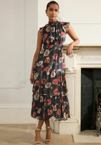 Next PRINTT HIGH NECK TIERED - Velika haljina - navy blue floral