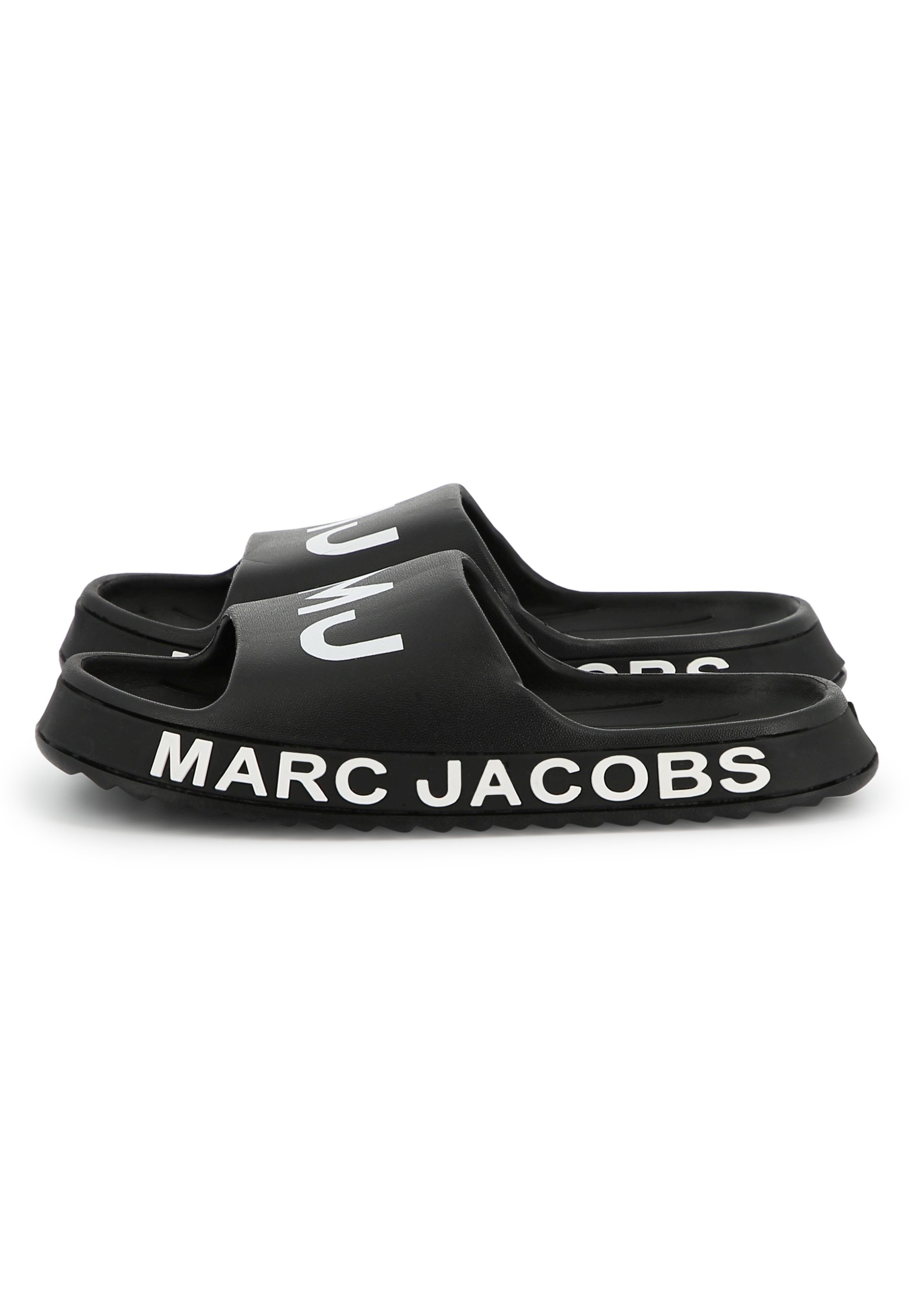 Marc Jacobs Black Logo Slide Sandals with White Lettering Unisex Marc Jacobs The Slide Sandals Black And White EC With  main image 3