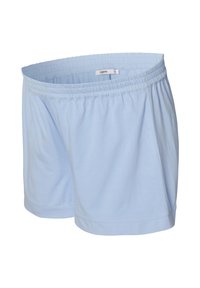 Lichtblauwe katoenen shorts met een elastische tailleband, met plooien aan de zijkanten. Glad textuur en een relaxed fit. Etiket zegt "noppies."