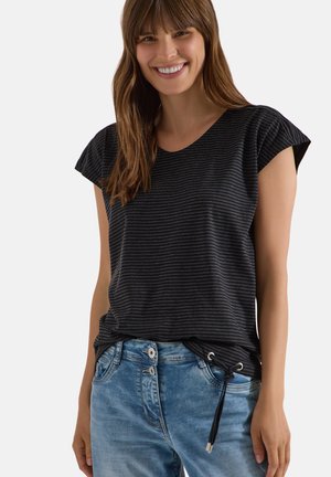 Cecil, DROPPED SHOULDER SHIRT MIT CUT-OUT-DETAIL - T-shirt imprimé - black