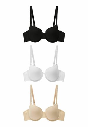 3 PACK BALCONY - Push-up podprsenka - black white nude