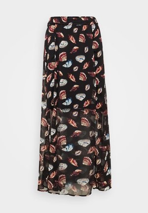 Mustikas mustast poolläbivast kangast, kaunistatud värvikirevate merikarbi mustritega. Omab venivat vöökohta ja kihilist disaini, et lisada voolu ja liikumist.