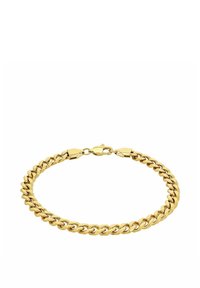 Złoty bransoletka łańcuszkowa z przeplatanymi ogniwami, polerowane wykończenie i bezpieczne zapięcie. Gładka faktura i błyszczący wygląd.