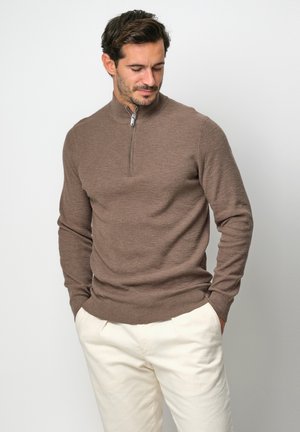 PROFUOMO 1/2 ZIP - Jumper - mid brown