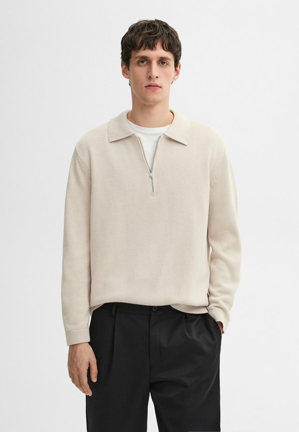 WITH COLLAR  - Strickpullover - mottled beige