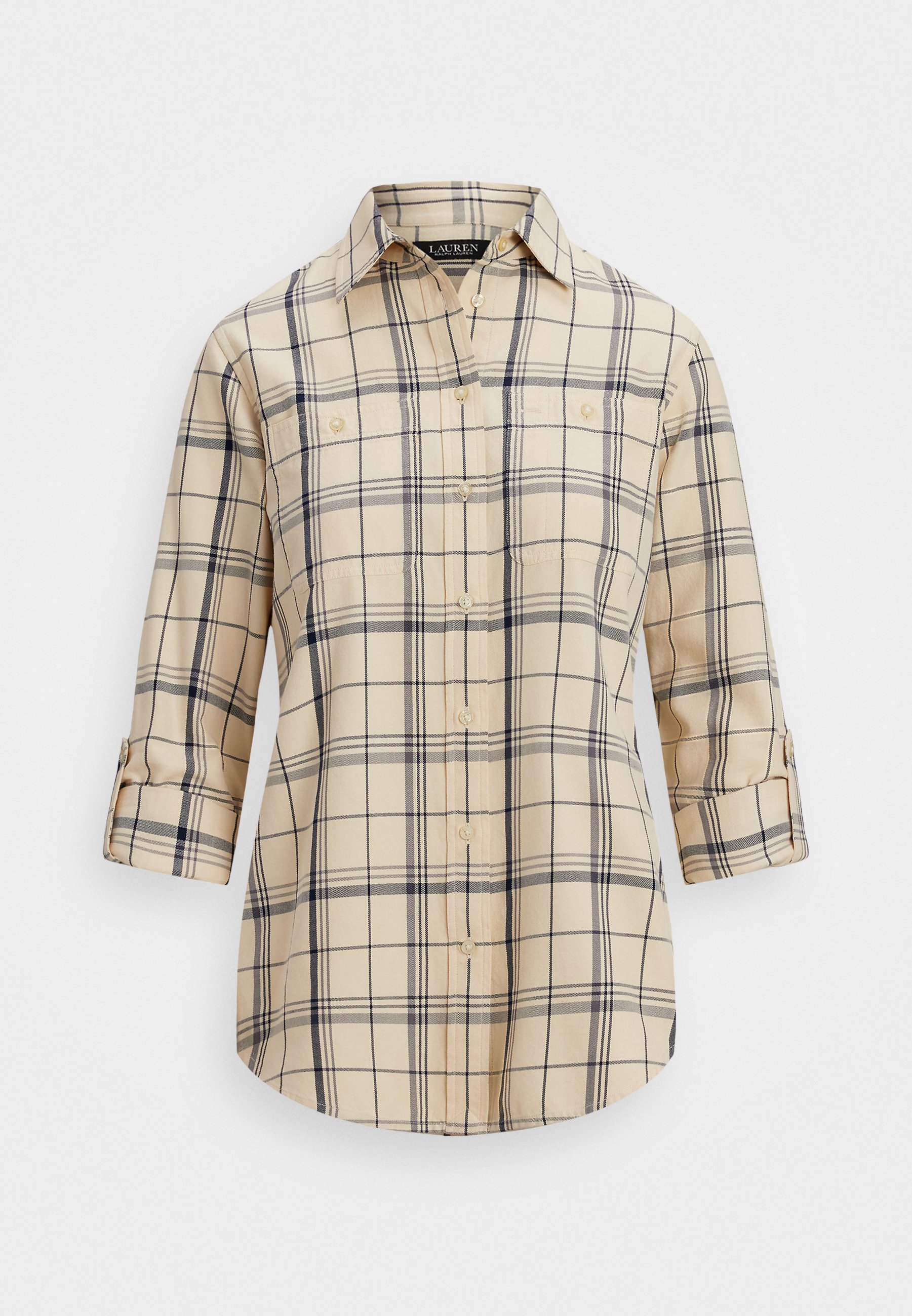 トップス Ralph Lauren L/S B.D Plaid Shirt Ivory Lauren Ralph Lauren RELAXED FIT PLAID ROLL TAB SLEEVE SHIRT