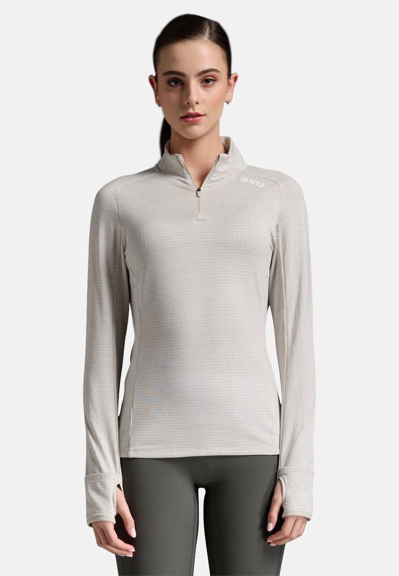 2XU IGNITION 1/4 ZIP - Langærmet T-shirt - moon white reflective