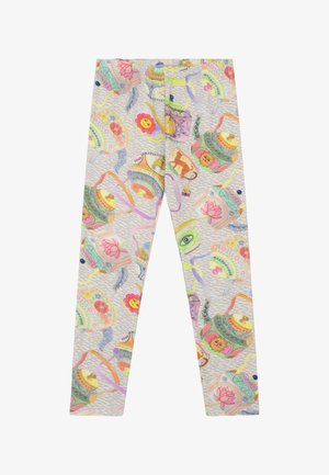 Leggings met patroon, met een lichtgrijze basis en kleurrijke theepotten, bloemen en dieren. Gemaakt van zachte stof met een elastische tailleband.