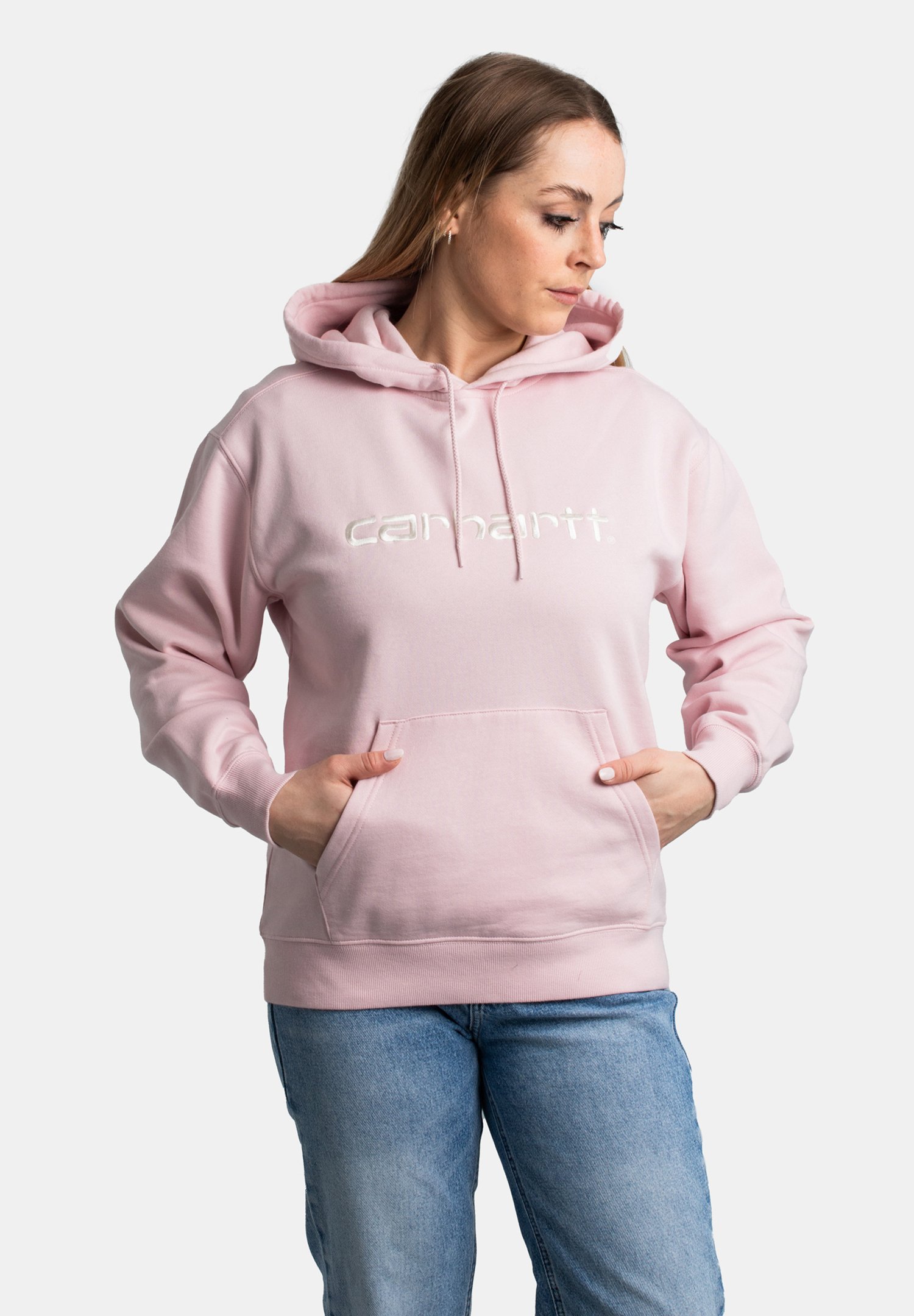 Carhartt WIP HOODED LOGO - Hoodie - air pink wax/light pink - Zalando