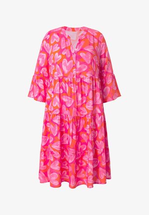 MIAMODA, MIDIKLEID, A-LINIE, HERZ-MUSTER, 3/4-ÄRMEL MIT VOLANT - Vestido camisero - pink