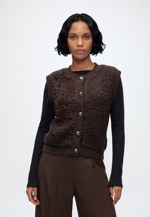 JDY, JDYEIRA LIFE ON BUTTON VEST - Елек - chocolate torte
