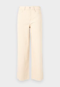 Kerman leveleggsjeans i bomull med høy midje, knappelukking og to frontlommer med en jevn, strukturert overflate.