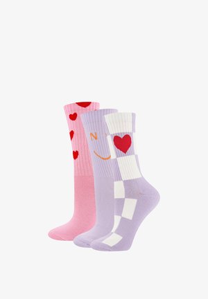 Ewers, SOCKEN HERZ/SMILE/HERZEN 3ER PACK - Socken - pink/weiß