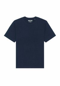 Kék színű, rövid ujjú, kerek nyakú pamut póló, laza fazonban és minimalista dizájnnal. A címke felirata: "MIRA PARIS."