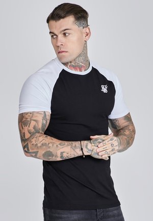 SIKSILK RAGLAN - T-shirt print - black white