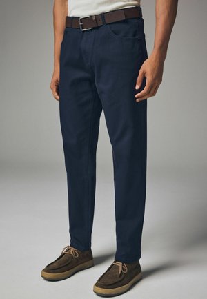 BELTED TEXTURED 5 POCKET - REGULAR FIT - Trousers - navy