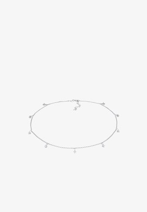 Sølv kæderekæde med små charms og et delikat linkdesign. Justerbar længde med en sikker lukning.
