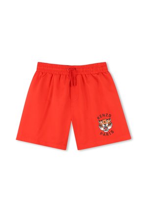 Shorts da bagno rossi realizzati in materiale leggero, con vita elastica e cordoncino, e una grafica di una tigre con il testo "KENZO PARIS".