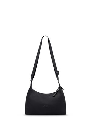 Black shoulder bag with adjustable strap, zip closure, and small "Larkson Hamburg" logo on front.