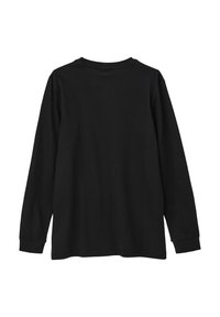 Zwarte lange mouwen t-shirt van katoen, met een ronde halslijn en rechte snit. De stof is soepel met minimale stikseldetails.