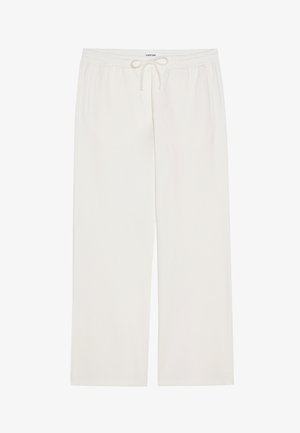 Witte, wijde sweatpants met een elastische tailleband en een trekkoord. Voorzien van twee zijzakken en zachte, gestructureerde stof.