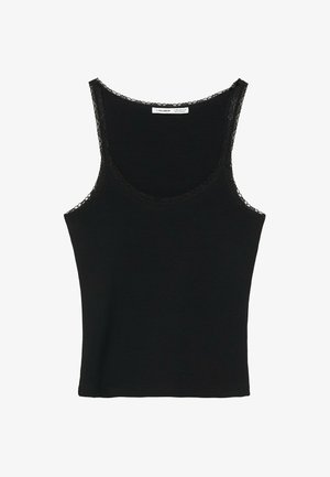 PULL&BEAR, LACE DETAIL - TANK TOP - Débardeur - black