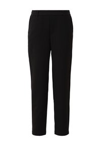 Pantalon noir en tissu doux, avec une coupe droite, deux poches avant et une ceinture élégante pour un ajustement sur mesure.