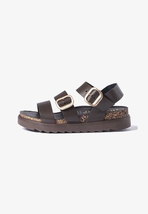 Yokono, SANDALIA PLATAFORMA TUNEZ-127 MARRÓN OSCURO - Sandalias con plataforma - marrón oscuro