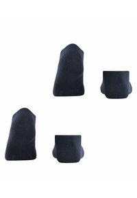 Granatowe skarpetki do kostek wykonane z gładkiego, lekkiego materiału. Posiadają ściągacz w górnej części oraz zaokrąglony kształt palców dla idealnego dopasowania.