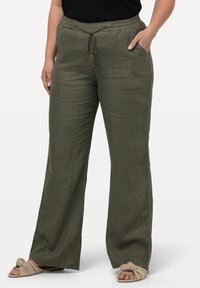 Ulla Popken - LEINENHOSE MARY ELASTIKBUND - Broek - vert loden Miniatuurafbeelding 1