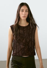 Massimo Dutti - OPENWORK - Blouse - dark brown Image miniature 1