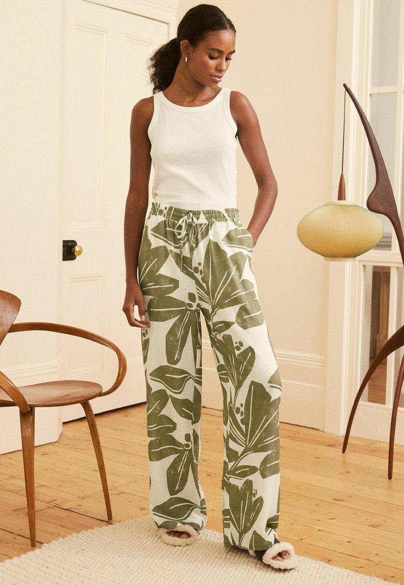Next Pantalón de pijama - green ecru leaf