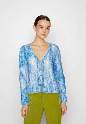 Weekday FRILL LONG SLEEVE - Kardigán - light blue/surface blue