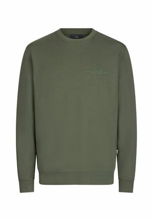 Herren-Sweatshirt in Olivgrün mit Rundhalsausschnitt, langen Ärmeln und kleinem, eingeprägtem "LIU·JO"-Logo auf der linken Brust.
