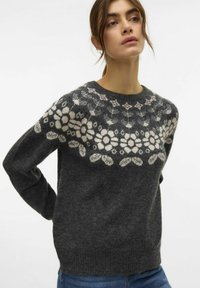 Vero Moda VMSIMONE NORDIC - Trui - dark grey melange