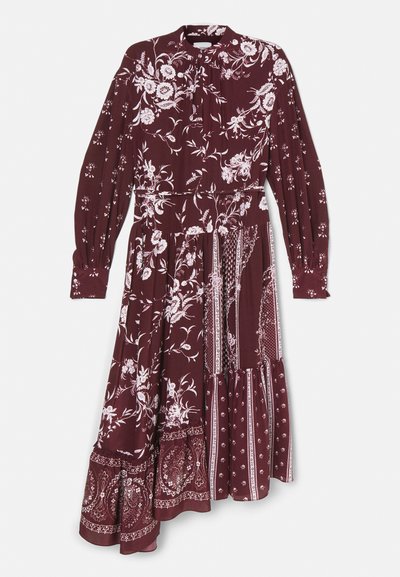 Erdem LONG SLEEVE ASYMETRICAL DRESS WITH TIERED HEM - Maxikleid - burgundy