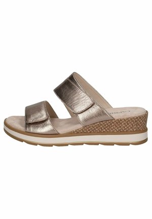 Pantolette hoch - taupe metallic