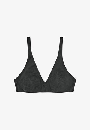 Must mustriba musta kaelusega rinnahoidja, mis on valmistatud siledast kangast. Omab reguleeritavaid õlapaelu ja õmblusteta ehitust.