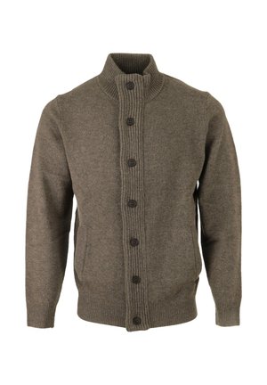 PATCH ZIP THRU - Strickjacke - dark stone